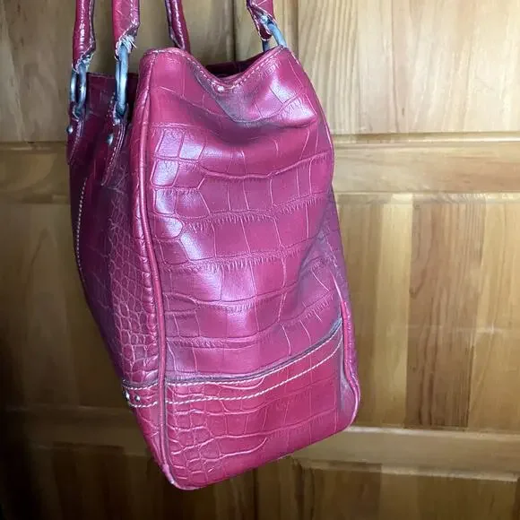 y2k red leather shoulder bag croc embossed studded mcbling grunge vintage - Picture 14 of 16